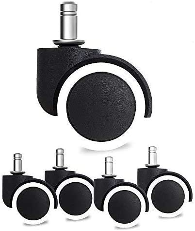 Office Chair Replacement Caster Wheels - Floor Protecting - Standard Size 50mm - Fits nearly all styles of chair - Glides smoothly on Hardwood, Laminate, Tile and Slate (PACK OF 5)