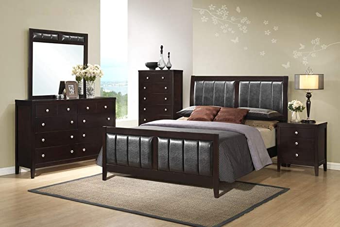 GTU Furniture Contemporary Styling Rosa 6Pc Wooden Queen Bedroom Set(Q/D/M/2N/C)
