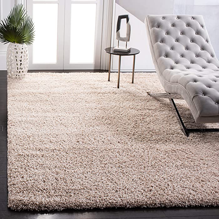 SAFAVIEH California Premium Shag Collection 8' x 10' Beige SG151 Non-Shedding Living Room Bedroom Dining Room Entryway Plush 2-inch Thick Area Rug
