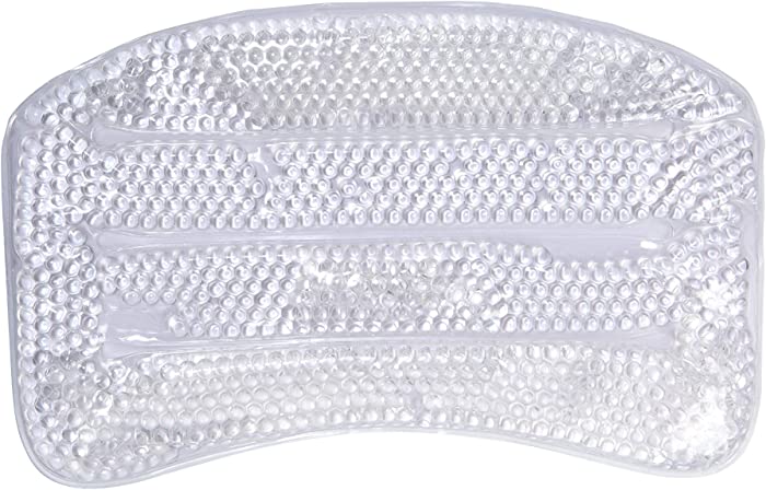 Bath Bliss Luxury Cooling Gel Beaded Bath Tub, Suction Cup Backing, Spa Pillow, White