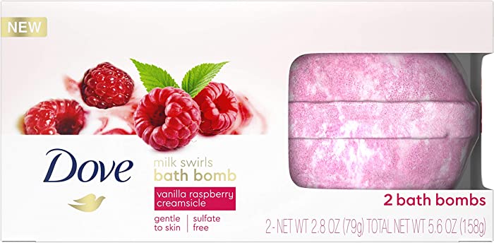 Dove Milk Swirls Vanilla Raspberry Creamsicle Bath Bombs 2.8 oz (Twin Pack)