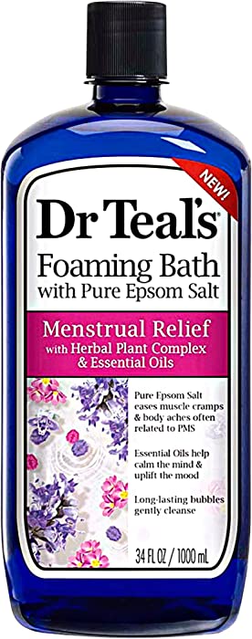 Menstrual Relief Foaming Bath with Pure Epsom Salt with Herbal Plant Complex & Essential Oils-34 oz
