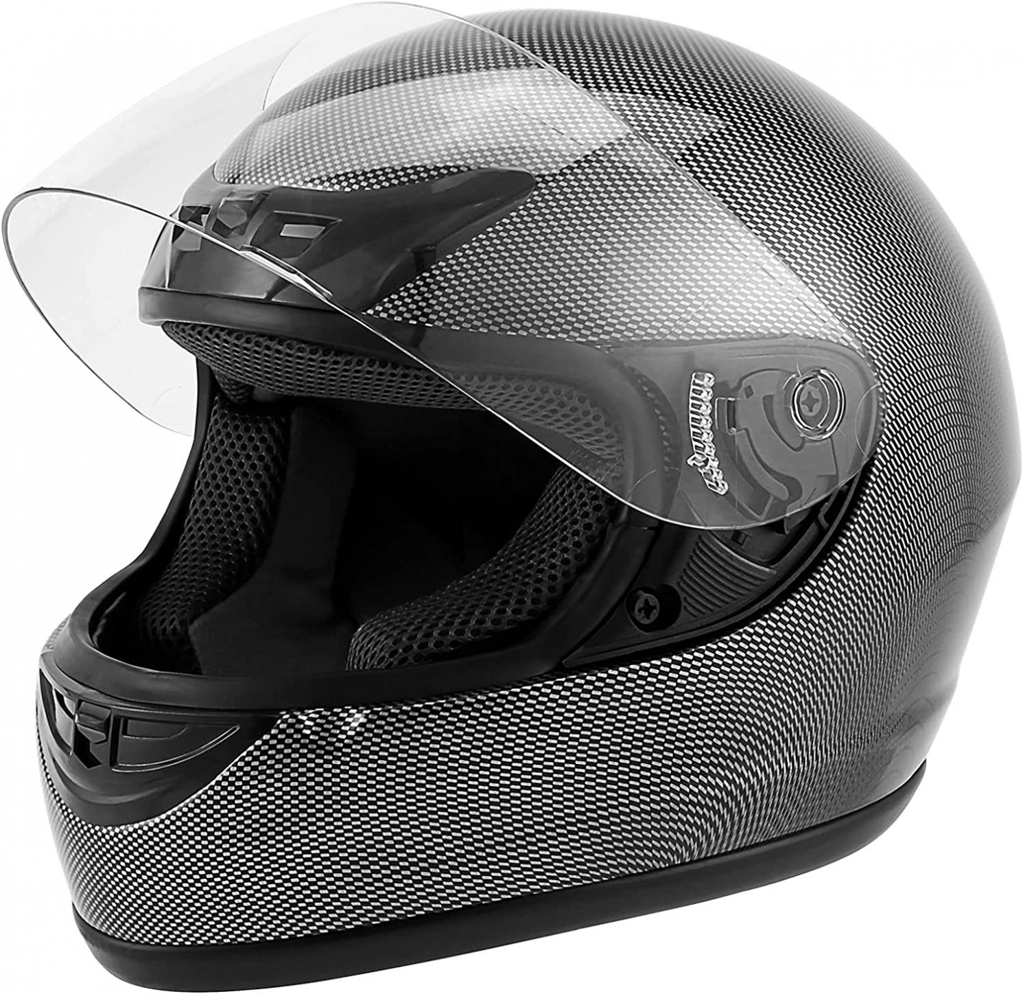 XFMT DOT Adult Motorcycle Flip Up Full Face Helmet Street Dirt Bike ATV Helmets (Carbon Fiber, X-Large)