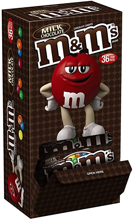 M&M'S Milk Chocolate Candy Singles Size 1.69-Ounce Pouch 36-Count Box