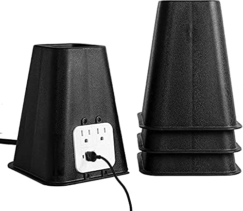 Bee Neat Heavy Duty 7.25 INCH Bed Risers - Furniture Lifts for Dorm, Tables, Chairs, Sofa Legs - Safe & Secure with USB & Electrical Outlets - Set of 4(1 with USB 3 with Non USB)
