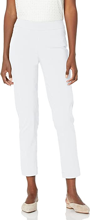 SLIM-SATION Women's Wide Band Pull on Ankle Pant with Tummy Control