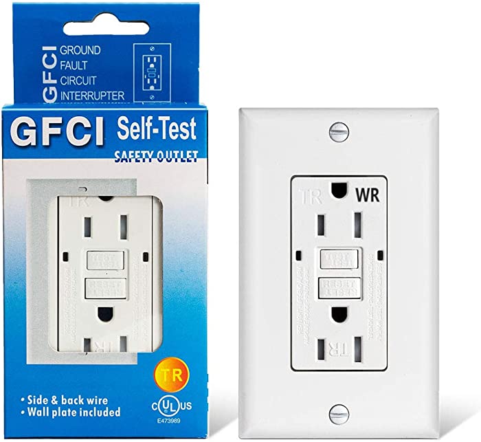 GFCI Outlet Receptacle 15 amp-Weather Resistant Self Testing Tamper Resistant Duplex Ground Fault Circuit Interrupter Outlet UL Certified for Home/Commercial/Outdoor/Indoor