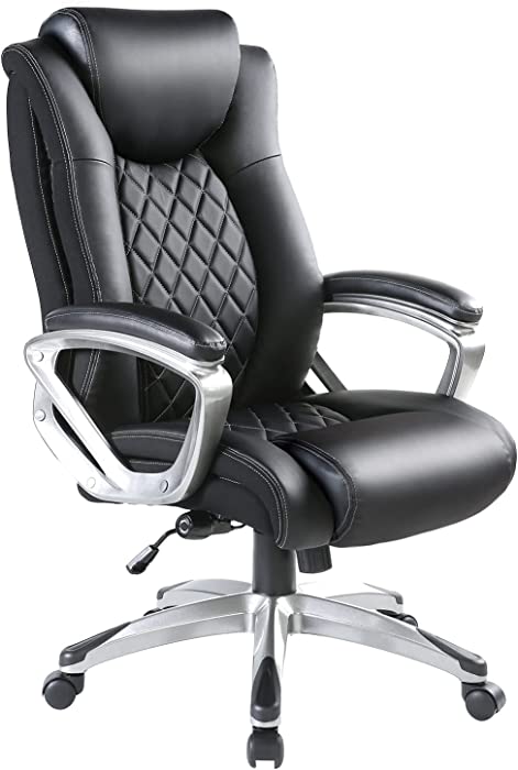 Bowthy Office Chair high Back Design Computer Chair 360 Swivel PU Leather Task Chair for Home and Office (Black)