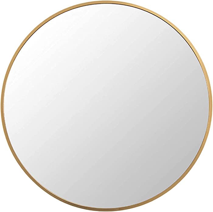 FANYUSHOW 24 Inch Gold Circular Mirror for Wall Mounted, Modern Brushed Frame Round Mirror for Wall Decor, Vanity, Living Room