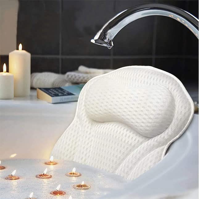 Bath Tub Pillow Headrest, Soft SPA Bath Pillow for Neck & Back Support with 4D Air Mesh for for Luxurious Bathing
