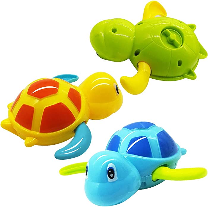3 PCS Baby Bath Toys, 3 Baby Bathtub Wind Up Turtle Toys, Floating Bath Animal Toys for Kids Toddlers, Child Pool, Swimming Clockwork Water Toys for Boys and Girls