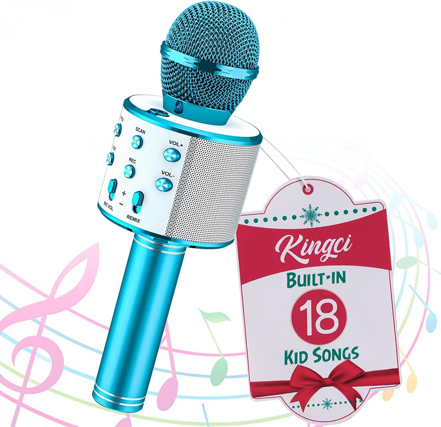 Kingci Kids Karaoke Microphone, 18 Pre-Loaded Nursery Rhymes Gifts for Girls Boys, Christmas Birthday Gift for Kids Aldults,Toys for Girls and Boys Ages 3, 4, 5, 6, 7, 8, 9, 10, 12 Year Old