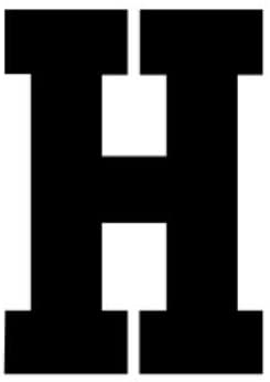 24X36 Athletic Font-Letter H-Made from 4 Ply Matboard-Letter H