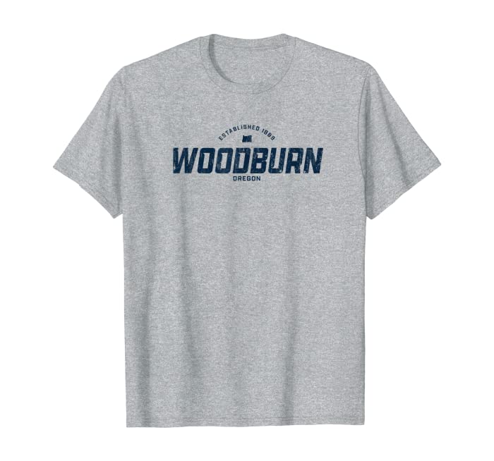 Woodburn Oregon OR Vintage Athletic Navy Sports Logo T-Shirt