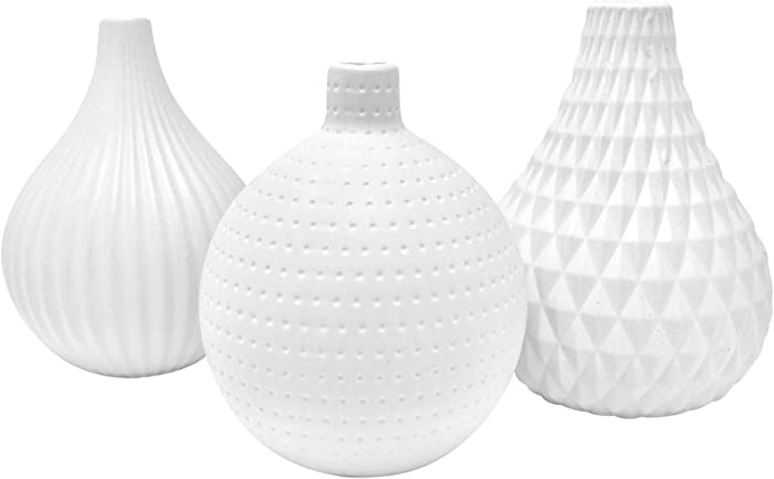 Joseph's - Small White Ceramic Vase Set, Great for Decorating Kitchen, Office or Living Room Home Decor, Small vase Set, White vase
