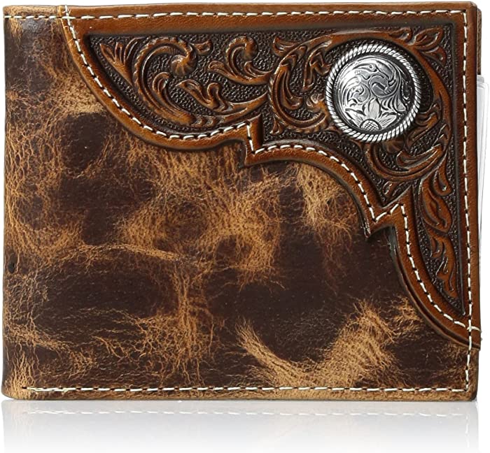 Ariat Men's Distressed Corner Over Circle Trifold Wallet