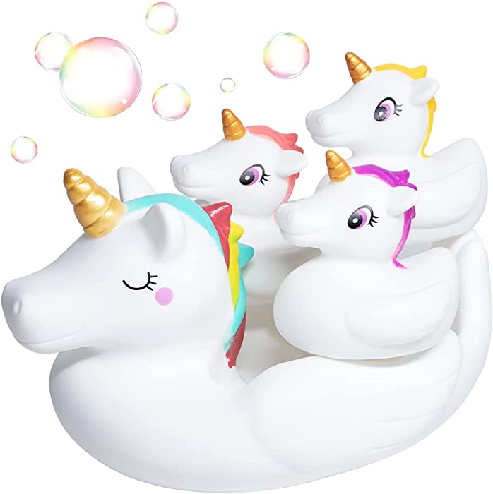 Woby Baby Bath Toys Cute Unicorn Spray Toys Bathroom Rubber Floating Bathtub Squirt Toys for Toddlers Infants 6-12 Months Girl Ideal Gifts Value Pack 4pcs Set