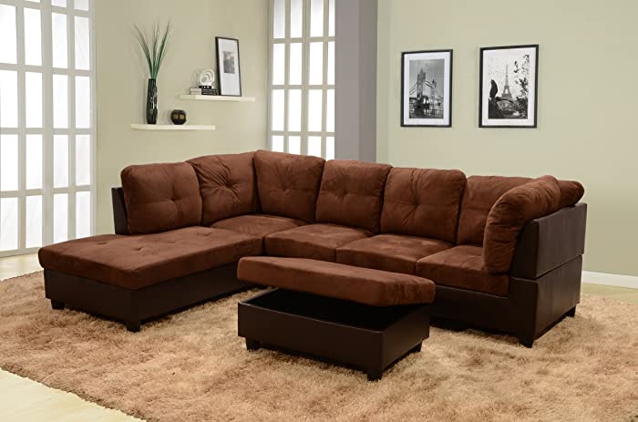 Beverly Fine Furniture Sectional Sofa Set, Chocolate Brown