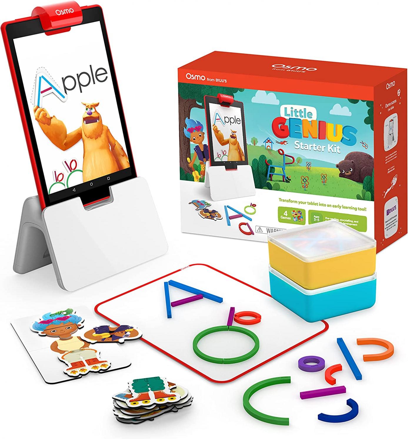 Osmo-Little Genius Starter Kit for Fire Tablet-4 Educational Learning Games-Preschool Ages 3-5-Phonics,Problem Solving & Creativity-STEM Toy Gifts,Kids(Osmo Fire Tablet Base Included-Amazon Exclusive)
