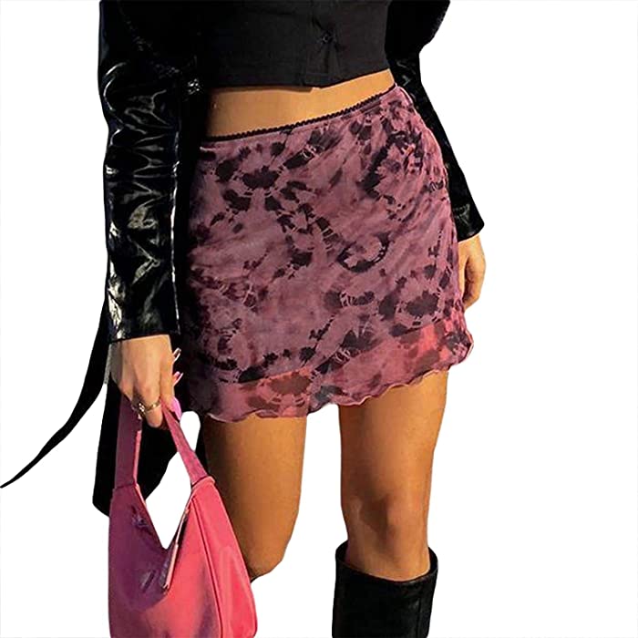 Retro Pleated Skirt for Women Mid Waist A Line Skirts Y2K Sexy Ruffle Mini Short Skirts Punk Streetwear Summer Beach Skirts