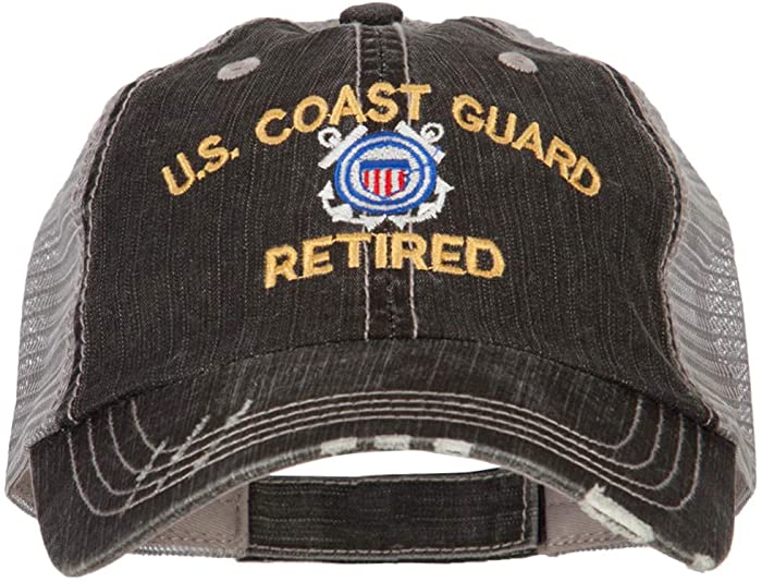 US Coast Guard Retired Embroidered Low Profile Cotton Mesh Cap
