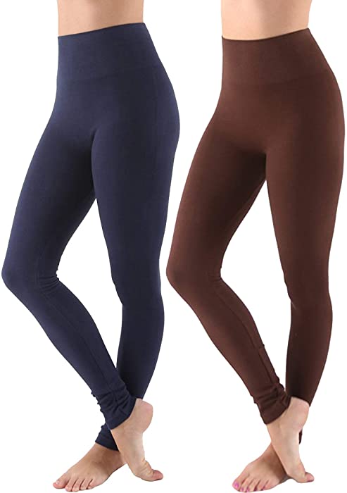 OLLIE ARNES Women's Active Long Basic Flexible Comfortable Soft Cotton Leggings