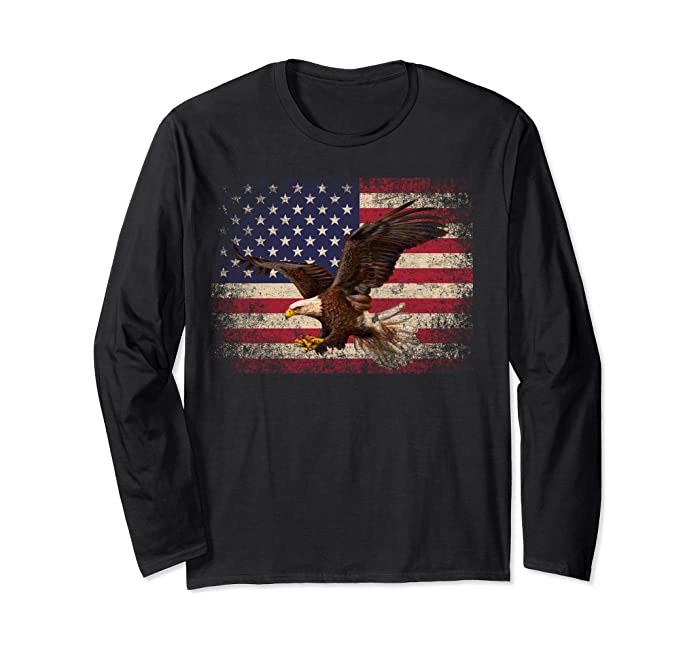 Bald Eagle 4th of July Christmas Gift American Flag Country Long Sleeve T-Shirt