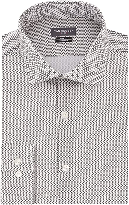 Van Heusen Men's Dress Shirt Flex Collar Stretch Slim Fit Print