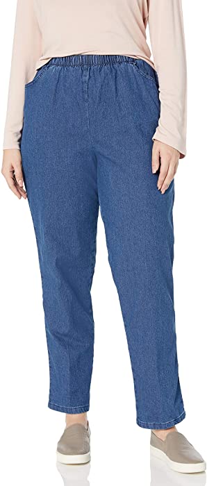 Chic Classic Collection Women's Plus Size Stretch Elastic Waist Pull-On Pant