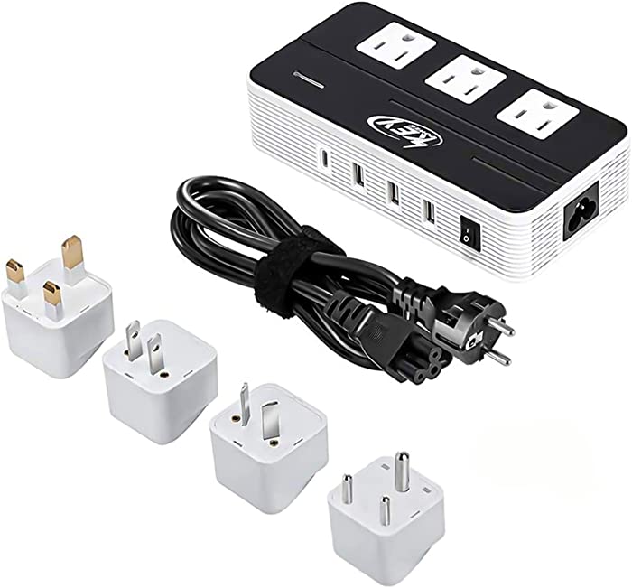 Key Power 230-Watt Step Down 220V to 110V Voltage Converter & International Travel Adapter/Power Converter with Type C Port 18W - [Use for USA Appliance Overseas in Europe, AU, UK, Ireland, etc.]