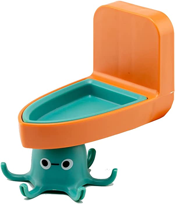 360° Rotating Hook Self-Adhesive Sticky Wall Hook No Punching Small Octopus Shape Waterproof Utility Hook Storage Rack with 6 Claws for Home Kitchen Bathroom Towel Office for Hanging (Orange&Green)