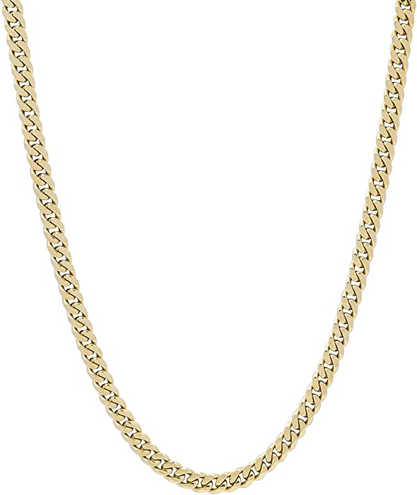 The GLD Shop 5MM Miami Cuban Chain Necklace 16" 18" 20" 24" 28" - Gold