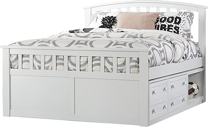 Hillsdale Furniture Hillsdale Charlie Captains Bed with One Storage Unit, Full, White