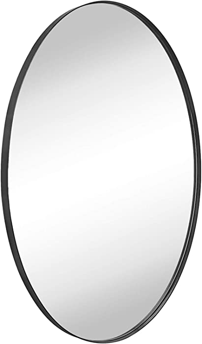 GRACTO Oval Black Metal Framed Bathroom Mirror for Wall in Stainless Steel Modern Farmhouse Bathroom Vanity Mirrors Wall Mounted 24x36''