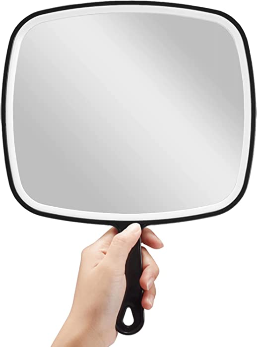 OMIRO Hand Mirror, Extra Large Black Handheld Mirror with Handle, 12.4" L x 9" W