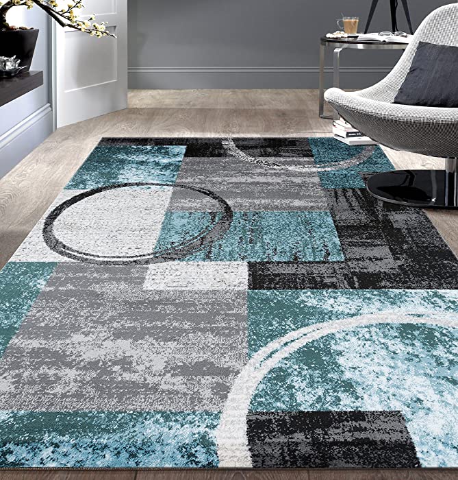 Rugshop Contemporary Abstract Circle Design Soft Area Rug 5'3" x 7'3" Gray