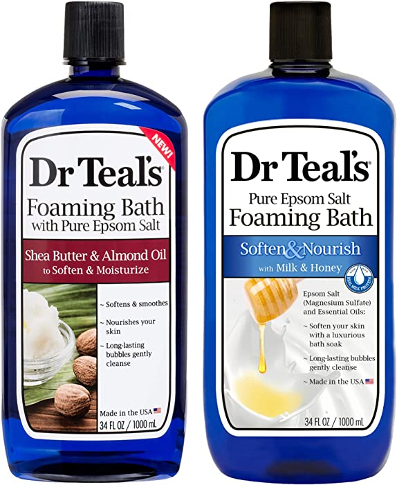 Dr Teal's Foaming Bath Combo Pack (68 fl oz Total), Moisturizing Shea Butter & Almond Oil, and Soften & Nourish with Milk & Honey