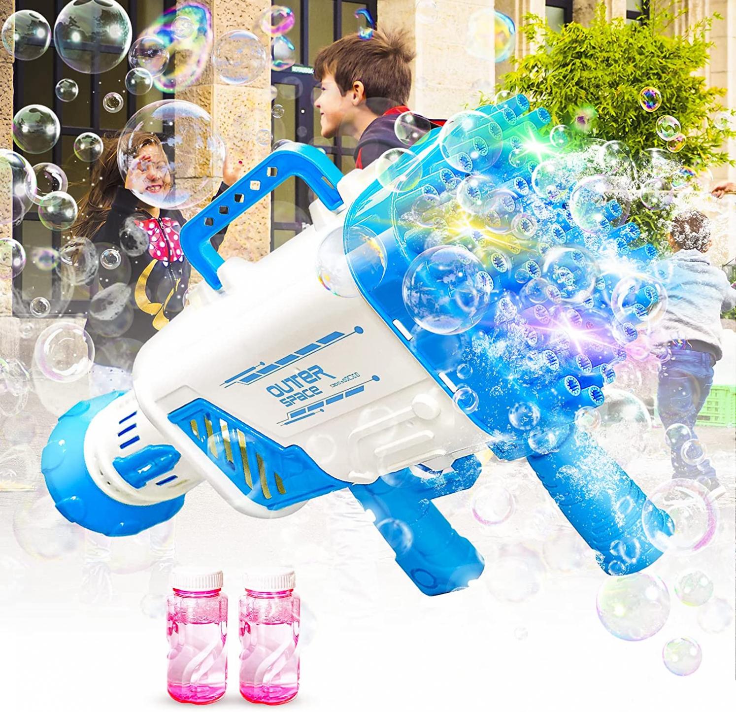 Craft Spot! 64-Hole Bubble Gun Rocket for Kids, 2022 New Electric Automatic Bubble Gun with Colorful Lights for Wedding Summer Party Outdoor, Best Gift for Adults Boys Girls