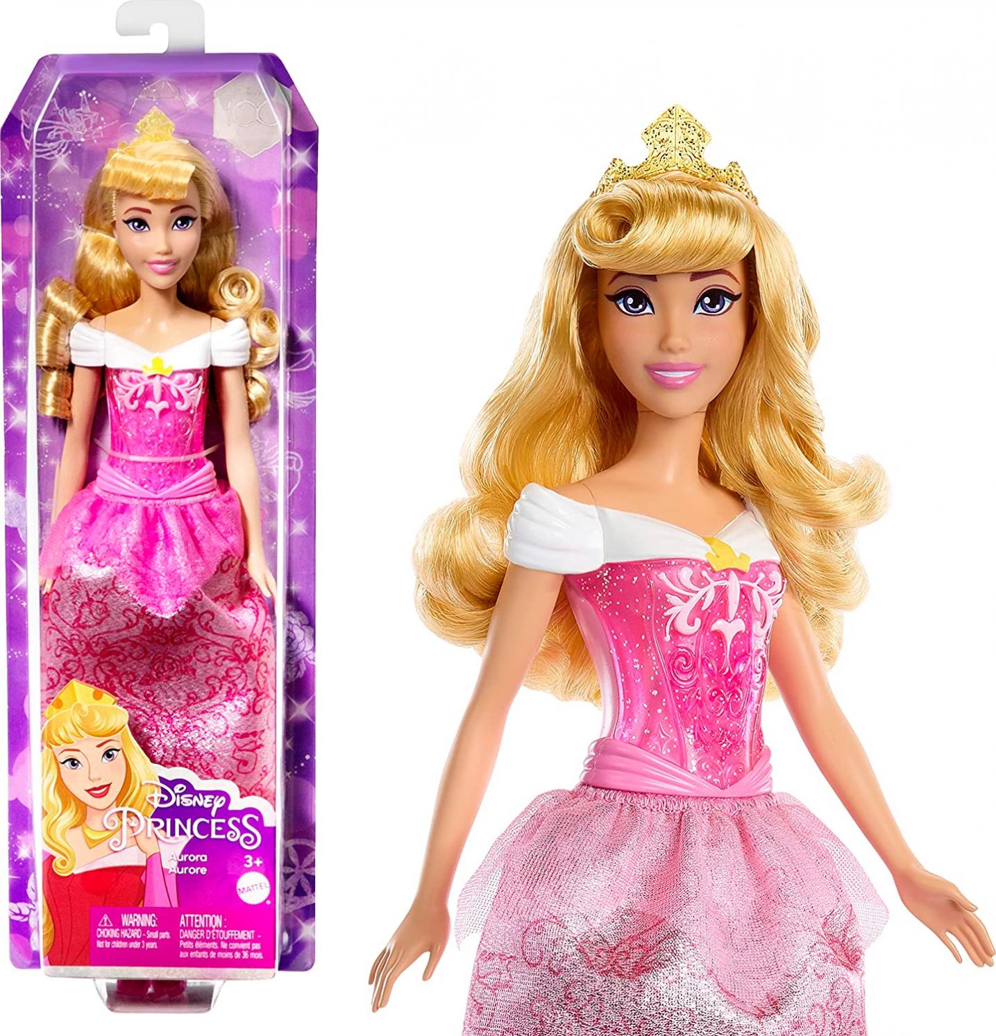 Disney Princess Aurora Fashion Doll, New for 2023, Sparkling Look with Blonde Hair, Purple Eyes & Tiara Accessory