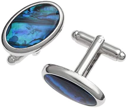 Talbot Fashions Tide Jewellery Inlaid Blue Paua Shell Oval Mens T-Bar Cufflinks