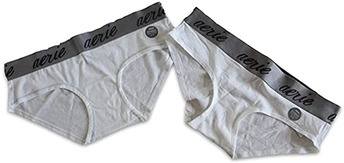 Aerie Women's Lot of 2 Logo Band White Boybrief Panties (Medium M Med.) Undies Womens Panties Underwear
