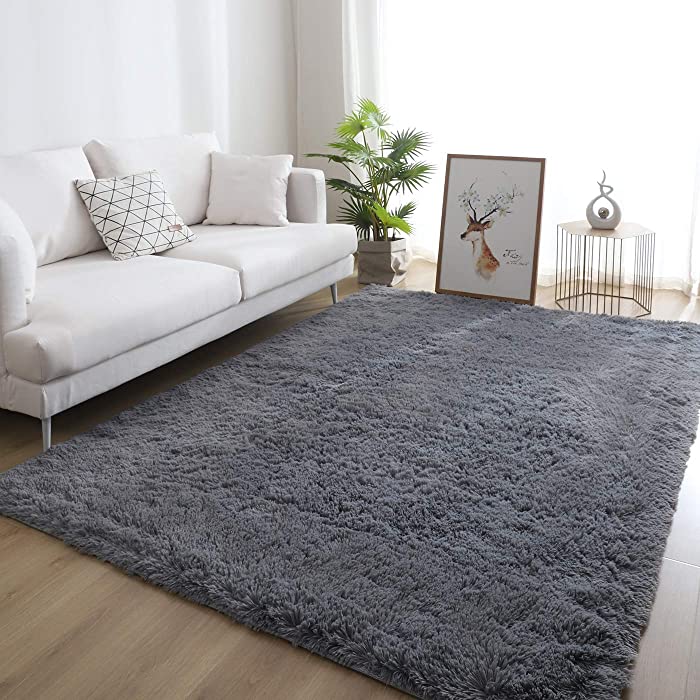 5x8 Grey Area Rugs for Living Room Super Soft Floor Home Fluffy Carpet Natural Comfy Thick Fur Mat Home Furry Bedroom Soft Rug Gift Carpets