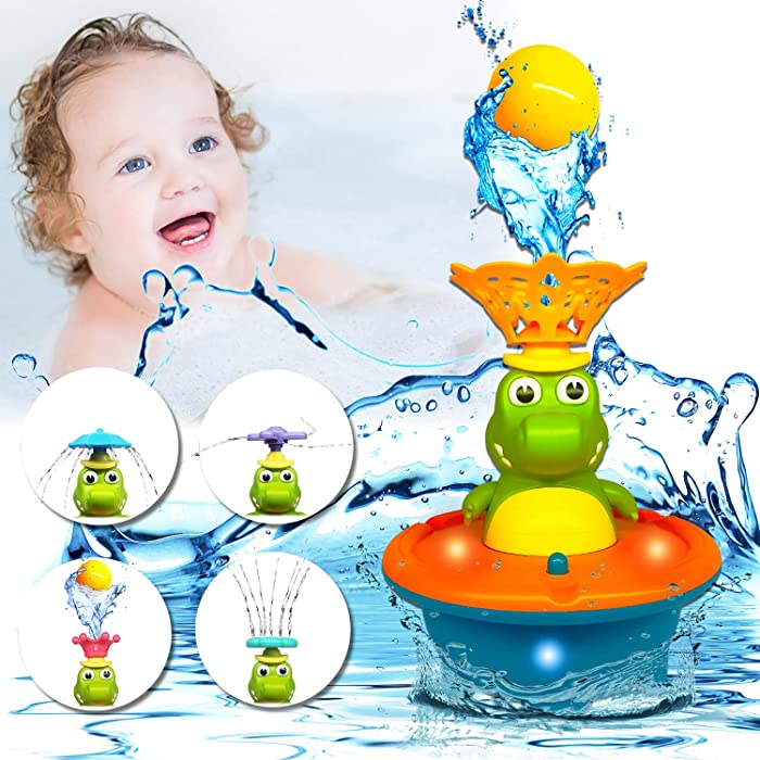 Baby Bath Toys for Toddlers 1-3, 5 Mode Crocodile Spray Water Bath Toy, Light Up Bath Toys for Kids, Sprinkler Bathtub Toy 1 2 3 4 5 6 Year Old for Pool Bathroom Baby Toy