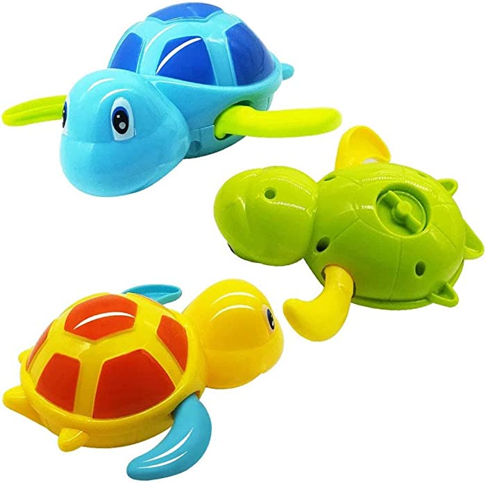 Baby Bath Toys Swimming Tub Bathtub Cute Swimming Turtle Toys Floating Wind-Up Bath Animal Boys and Girls 3 Pcs