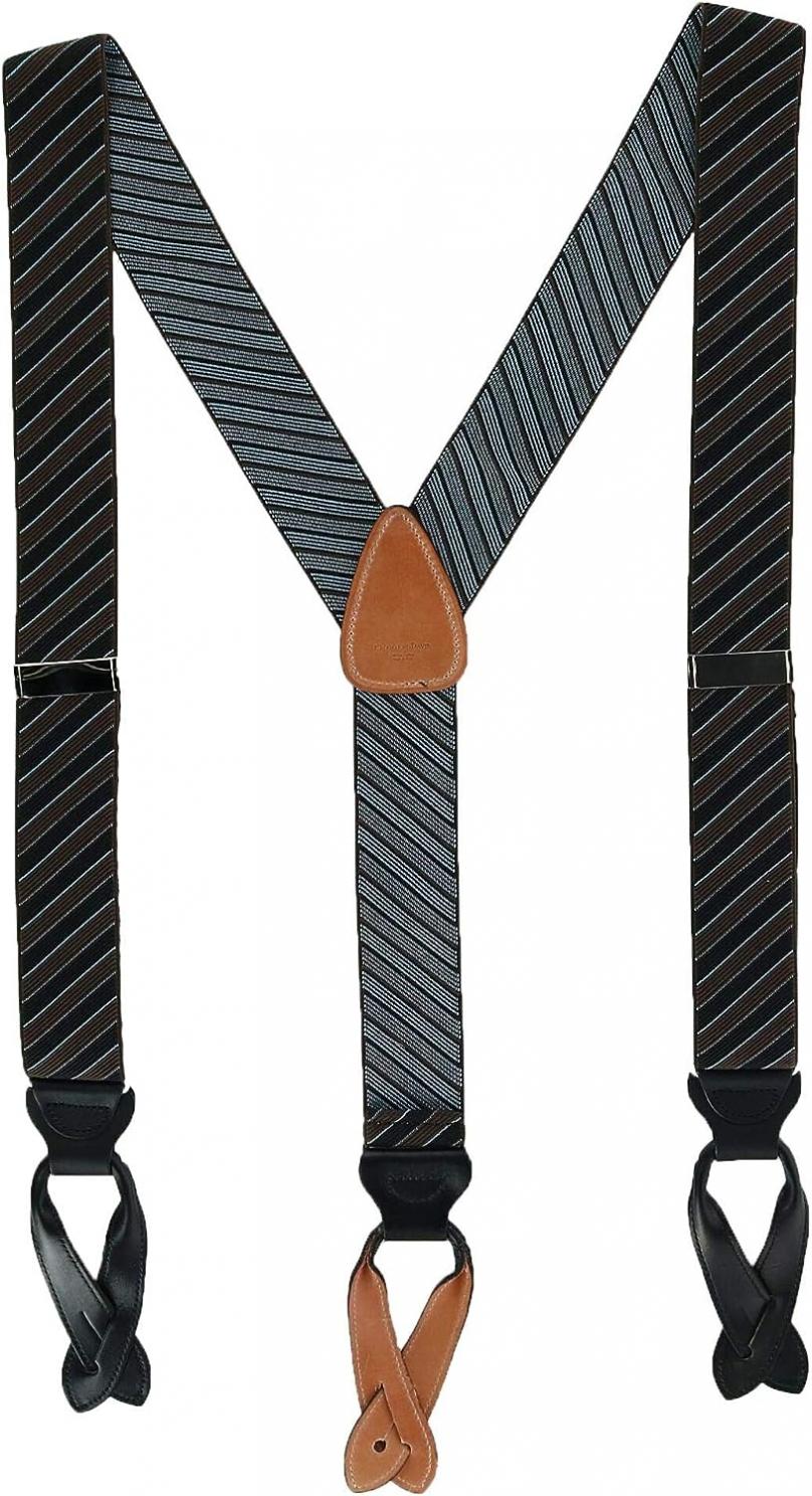 CrookhornDavis Men's Park Avenue Diagonal Stripe Button End Elastic Braces