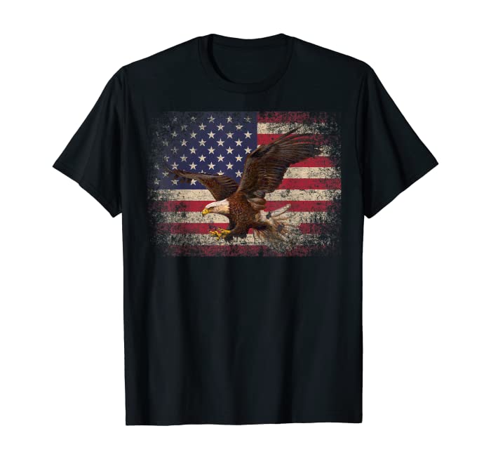 Bald Eagle 4th of July Christmas Gift American Flag Country T-Shirt
