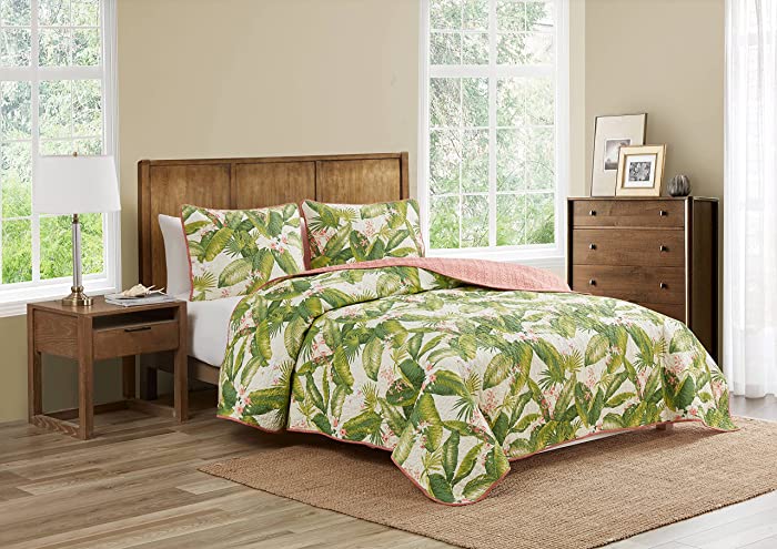 Tommy Bahama | Aregada Dock Collection | Quilt Set-100% Cotton, Reversible, Lightweight & Breathable Bedding with Matching Shams, Pre-Washed for Added Softness, King, Ecru