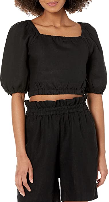 The Drop Women's Evelyn Cropped Square Neck Bubble Top