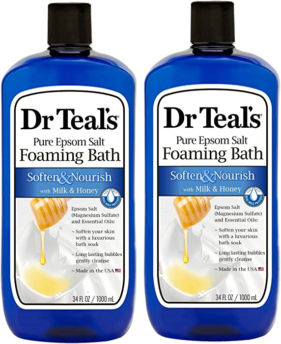 Dr. Teal's Foaming Milk Bath with Milk and Honey, 34 Fluid Ounce, (Pack of 2)