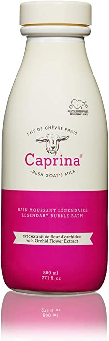 Caprina by Canus Legendary Bubble Bath, With Fresh Canadian Goat Milk, Gentle Soap, Moisturizing, Vitamin A, B2, B3 and More 577, Pink, Orchid flower & Oil, 27.1 Fl Oz